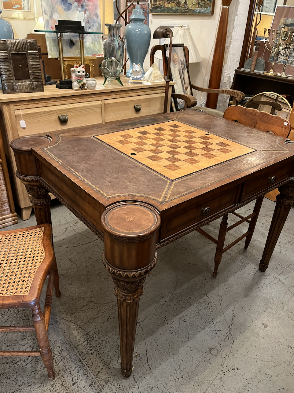 Playing Games | Maitland Smith Leather Game Table — Casa Victoria